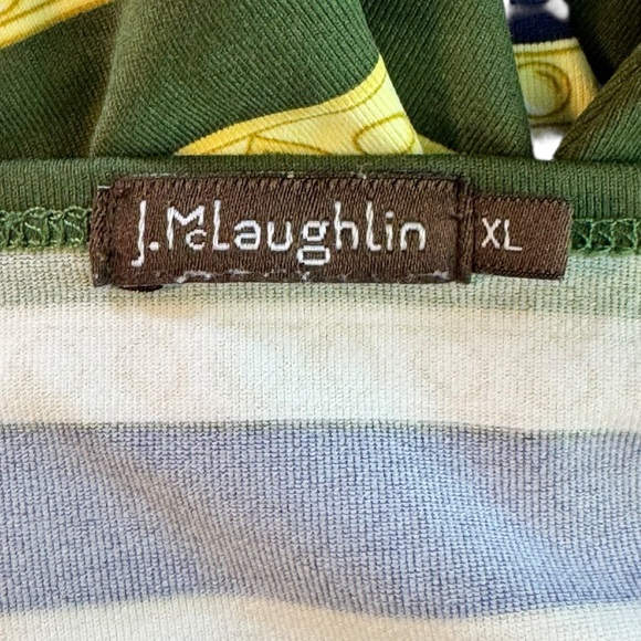 Womens J McLaughlin Size XL Green/Blue/Yellow Nylon/Spandex Printed LS Shirt Top - Picture 8 of 10